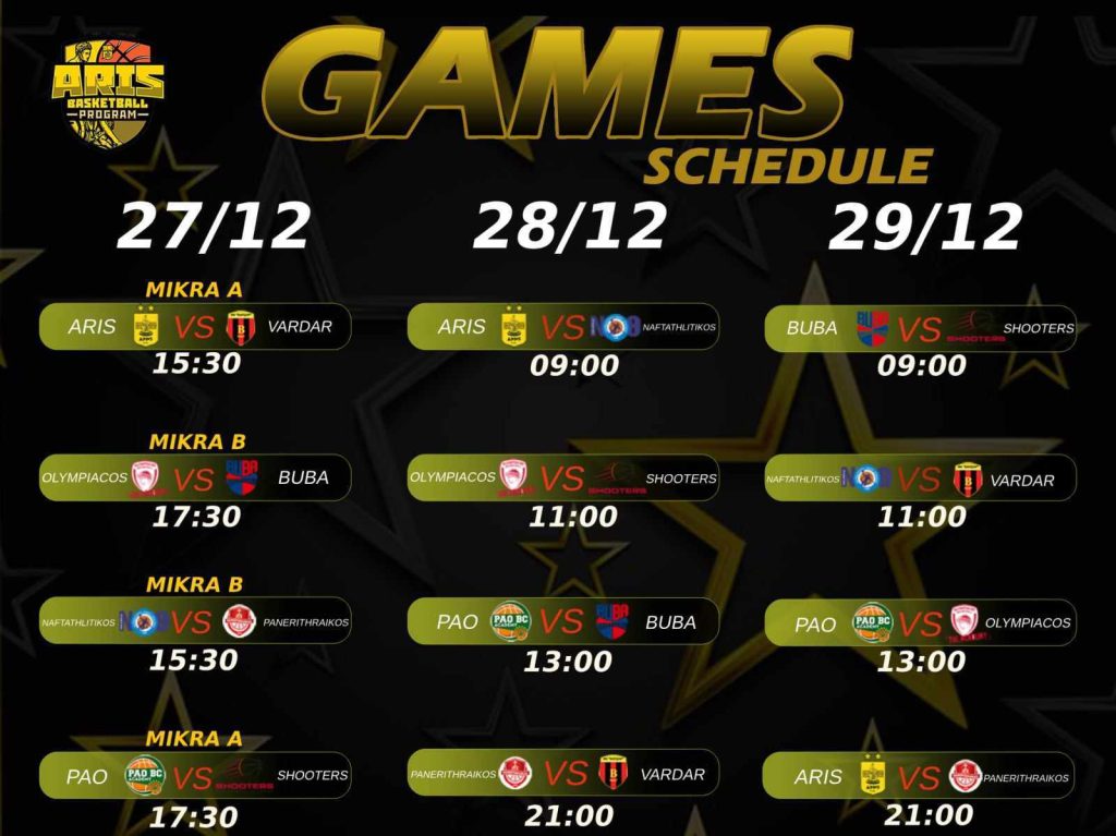 Ακαδημία Μπάσκετ: Το πρόγραμμα του «Onoma Hotel 2nd Christmas Basketball Tourmament» (27-30/12)