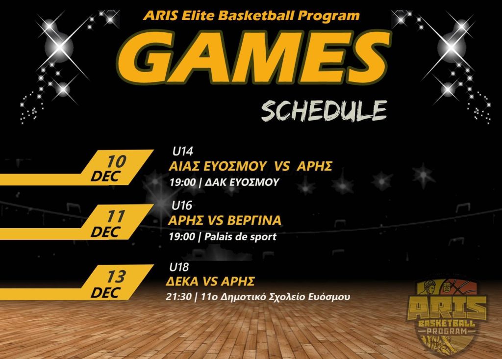 Ακαδημία Μπάσκετ: Το αγωνιστικό πρόγραμμα του ΑΡΗ