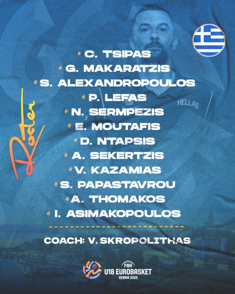 Εθνική Εφήβων: Με Λέφα και Καζαμία η 12άδα του Ευρωμπάσκετ