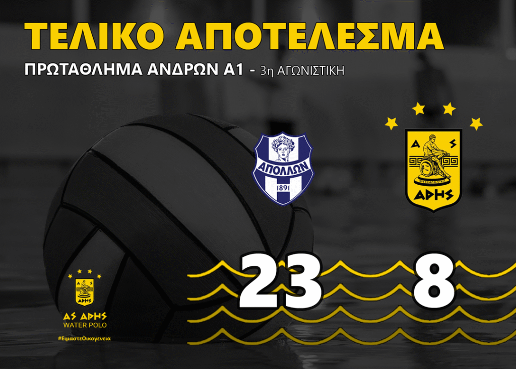 Πόλο Ανδρών: Ήττα του ΑΡΗ από τον Απόλλωνα Σμύρνης