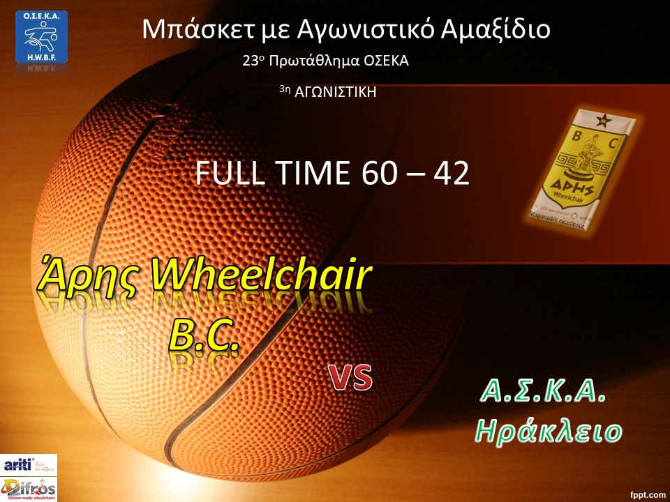 Μπάσκετ με Αγωνιστικό Αμαξίδιο: Σπουδαία νίκη του ΑΡΗ επί του Ηρακλείου