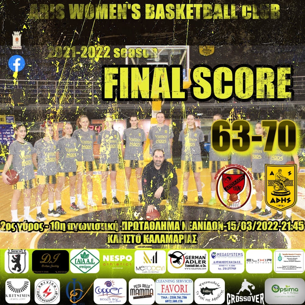 Μπάσκετ Νεανίδων: «Διπλό» του ΑΡΗ στην Καλαμαριά